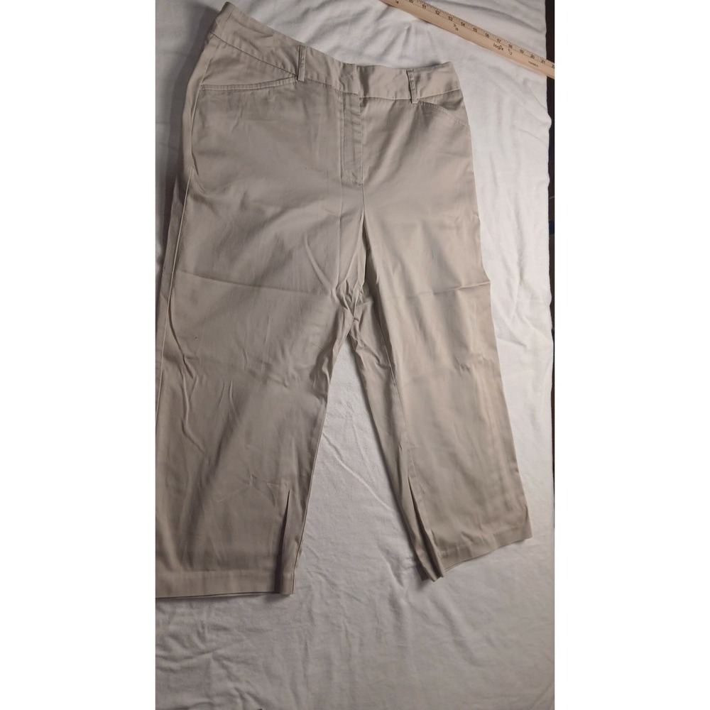 212 Collection Womens Khaki Tan Cropped Dress Pants Size 10 Cotton Stretch Work
